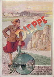 Poster delle ferrovie francesi che pubblicizza le attrazioni di Dieppe, c.1896